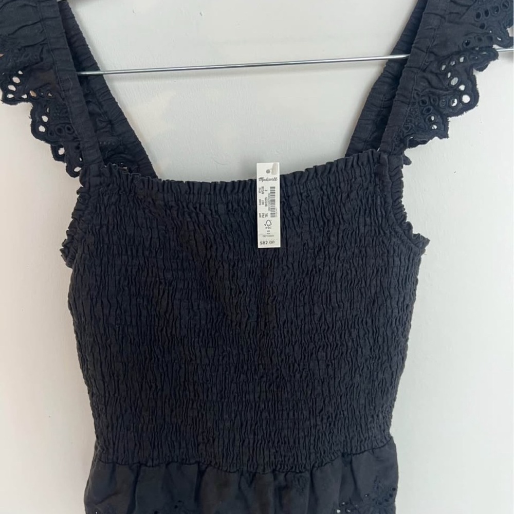 Madewell Black Smocked Top